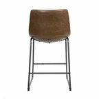 Modern Brown PU Leather Counter Stool with Curved Back and Black Sled Base - Home Furniture Interiors