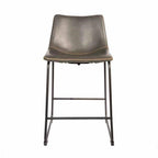 Modern Grey PU Leather Counter Stool with Curved Back and Black Sled Base - Home Furniture Interiors