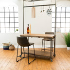 Modern Grey PU Leather Counter Stool with Curved Back and Black Sled Base - Home Furniture Interiors