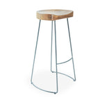 Modern Mango Wood Tractor Seat Bar Stool with Gunmetal Steel Frame