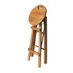 Modern Natural and Grey Mango Wood Step Ladder Stool with Gunmetal Steel - Home Furniture Interiors