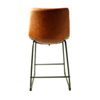 Modern Tan PU Leather Counter Stool with Curved Back and Black Sled Base - Home Furniture Interiors