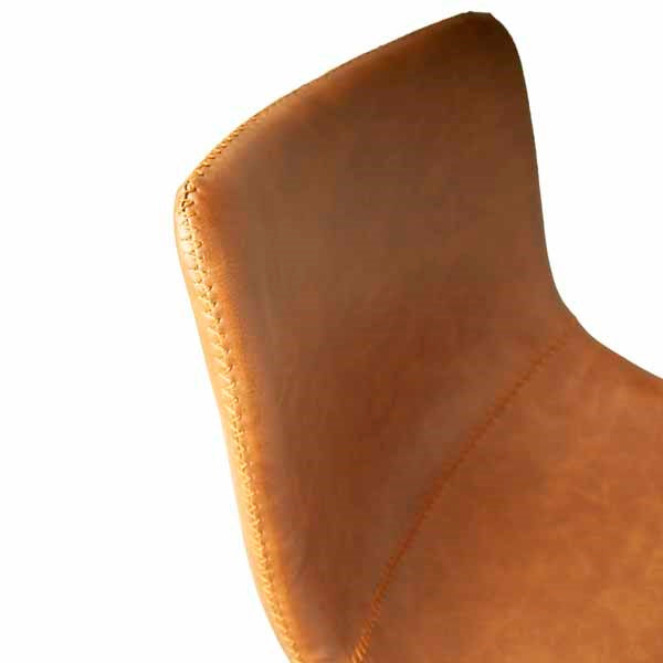 Modern Tan PU Leather Counter Stool with Curved Back and Black Sled Base - Home Furniture Interiors