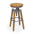 Natural Mango Wood and Metal Adjustable Swivel Breakfast Bar Stool