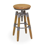 Natural Mango Wood and Metal Adjustable Swivel Breakfast Bar Stool