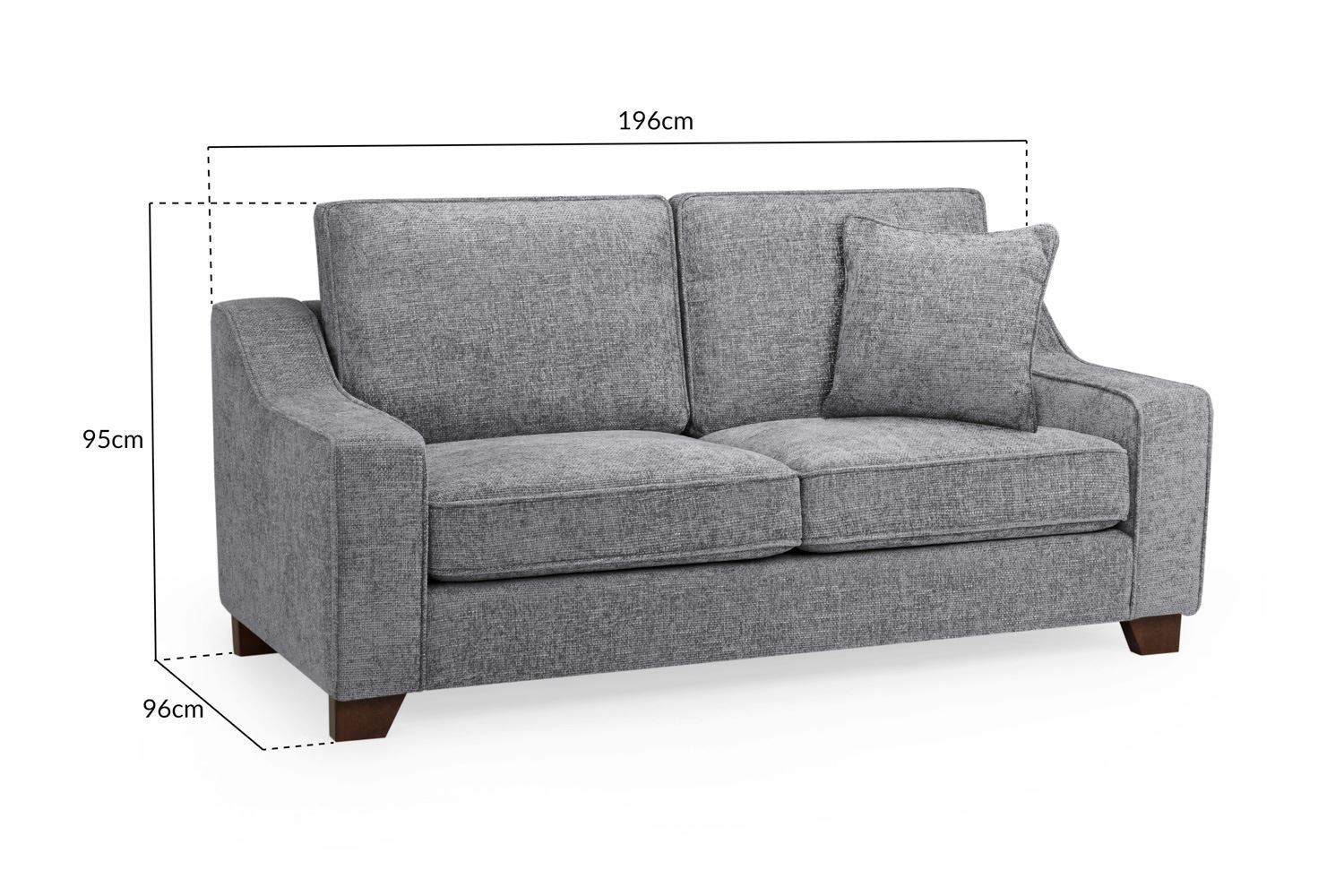 Grey Fabric Standard Back 3 Seater Sofa - Home Furniture Interiors
