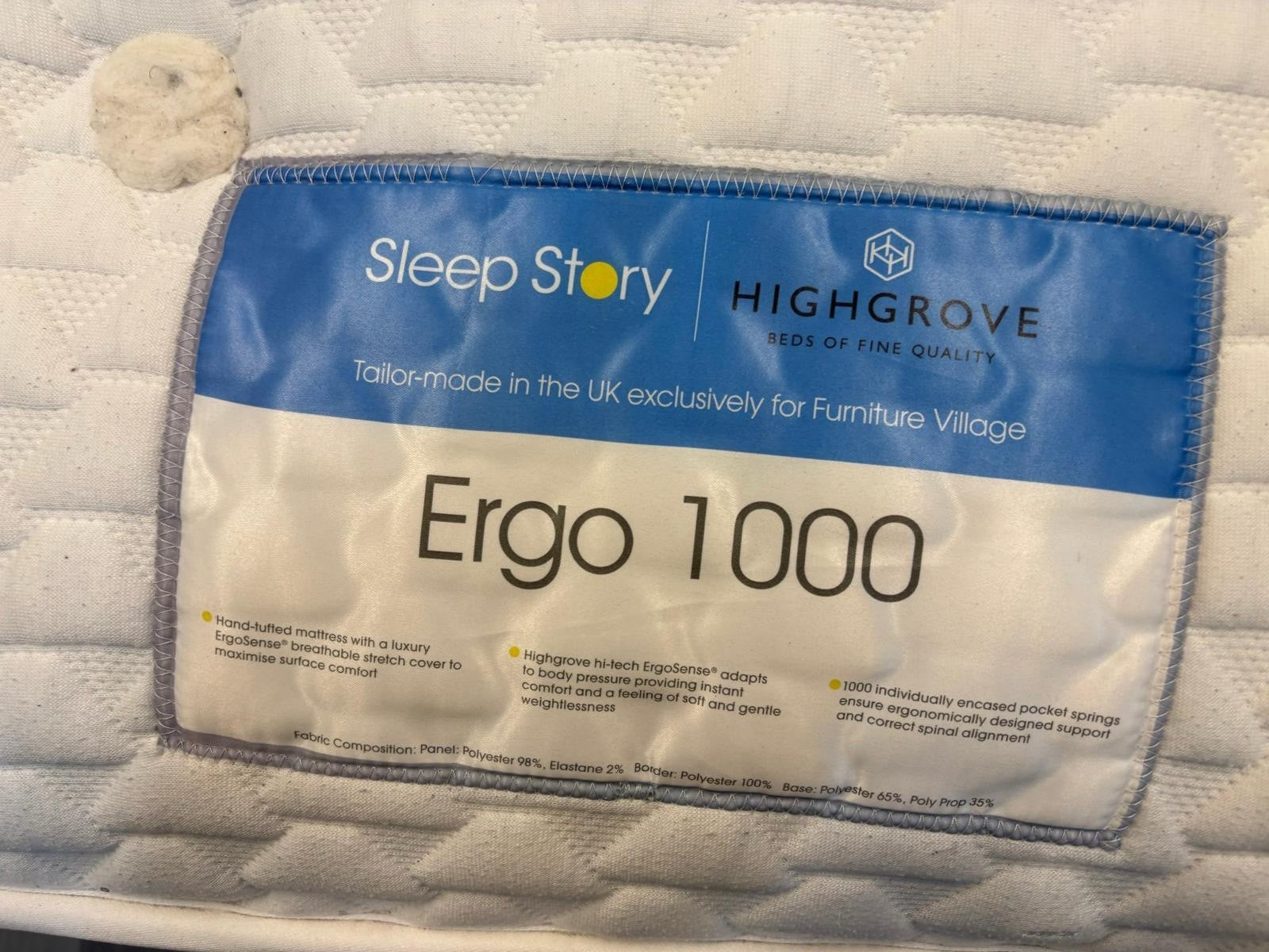 Sleep Story 1000 Egro Pocket 5FT Kingsize Mattress - RRP £699 B - Home Furniture Interiors