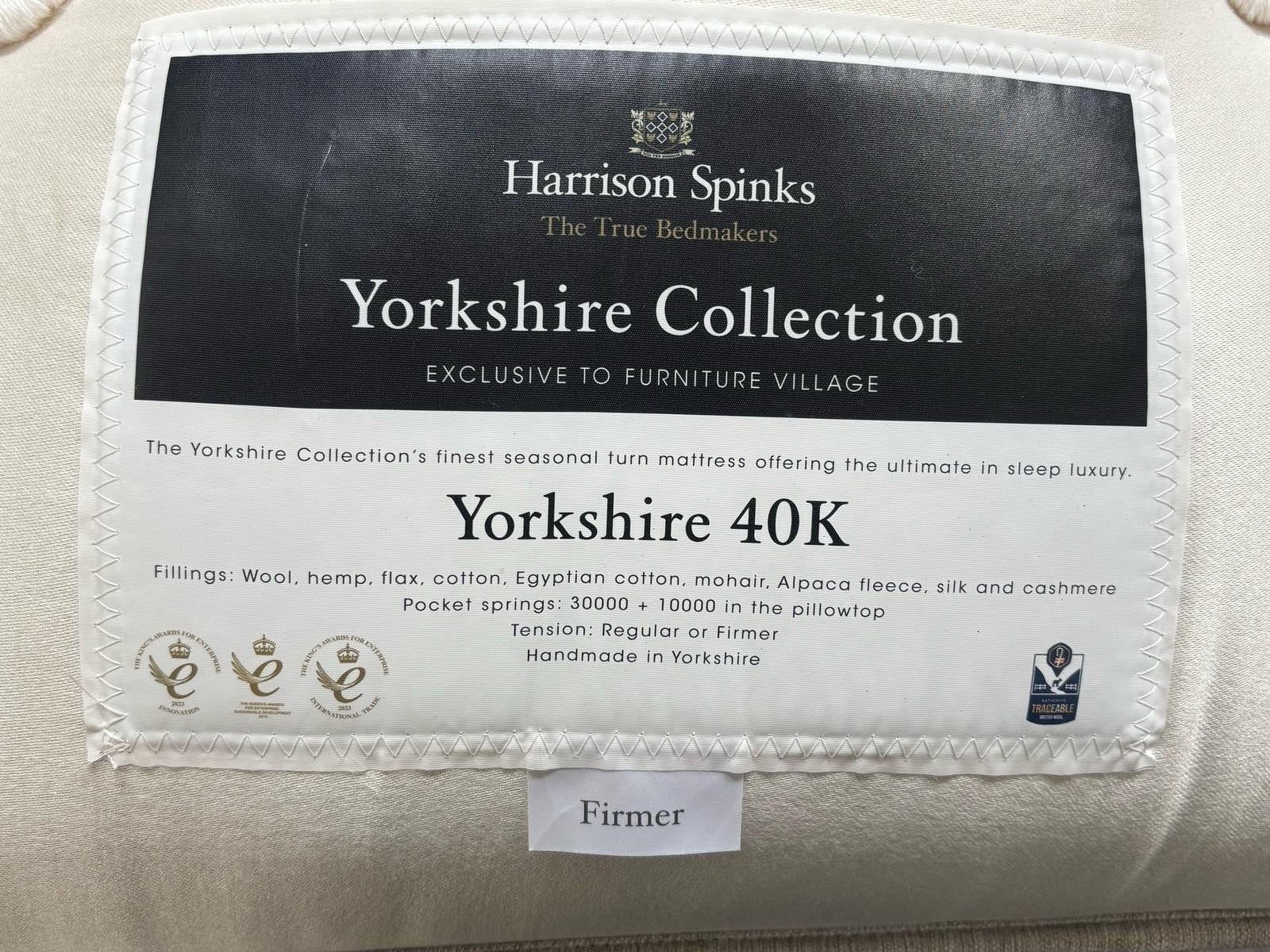 Harrison Spinks Yorkshire 40K / 40,000 6ft SuperKing Mattress - RRP £13,399 B - Home Furniture Interiors