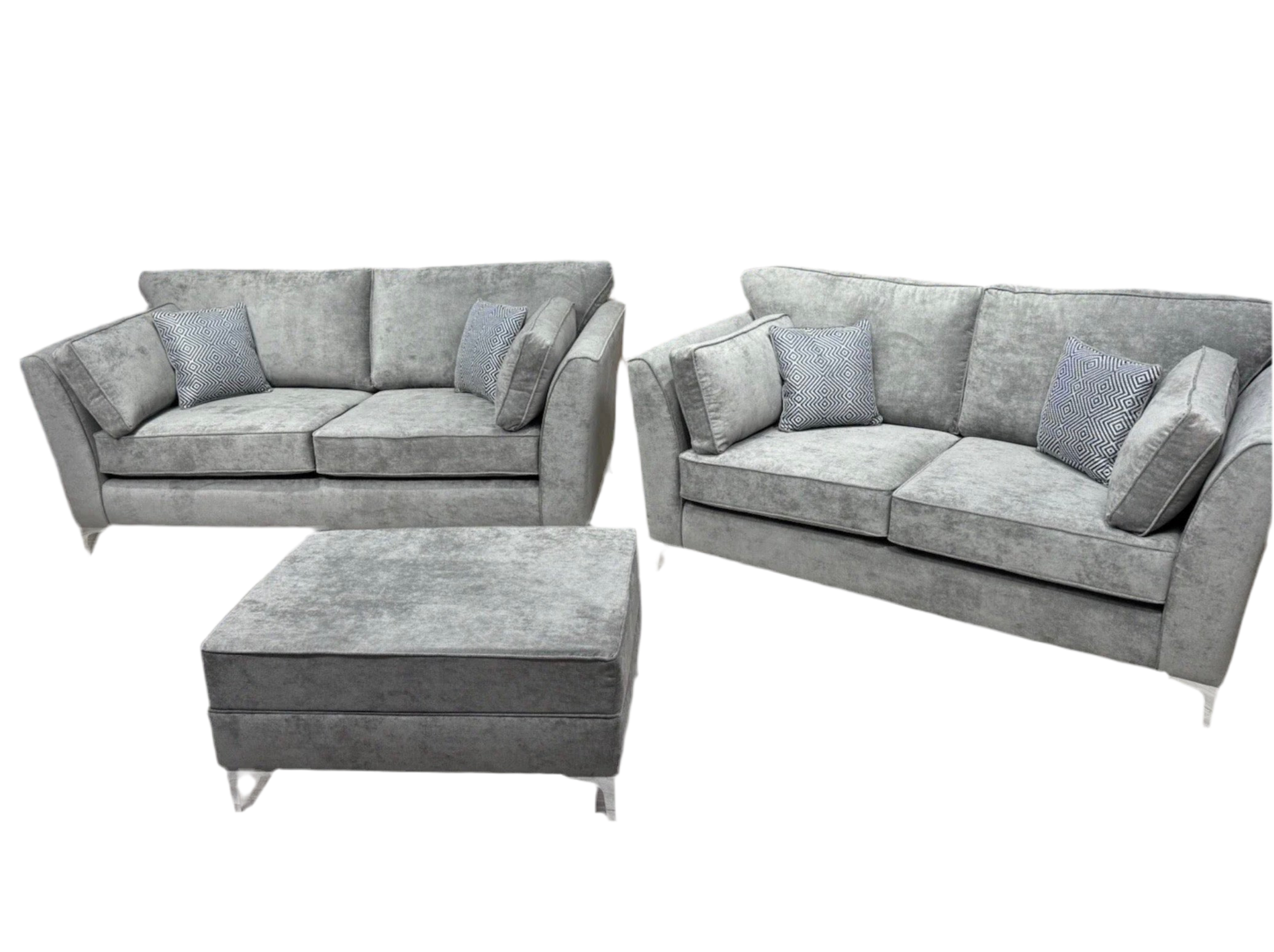 Furniture Village SASHA Fabric 3+2 Seater + Footstool Sofa Set - Home Furniture Interiors