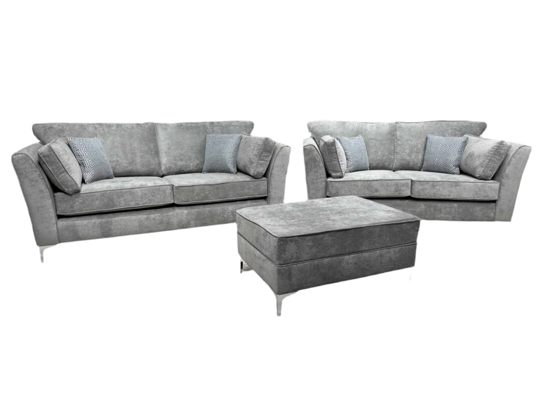 Furniture Village SASHA Fabric 3+2 Seater + Footstool Sofa Set - Home Furniture Interiors