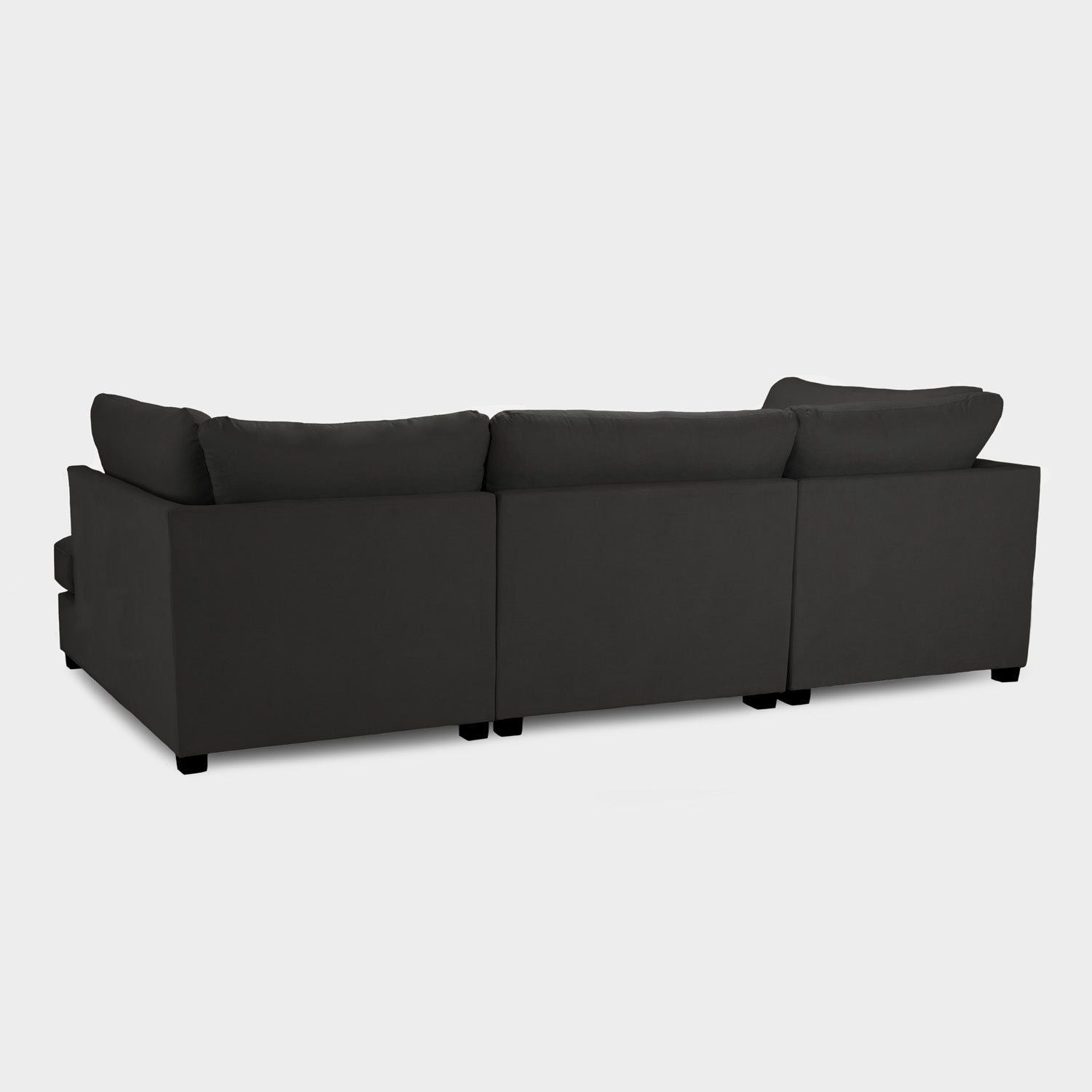 Black Fabric Upholstered U Shape Corner Sofa - Home Furniture Interiors