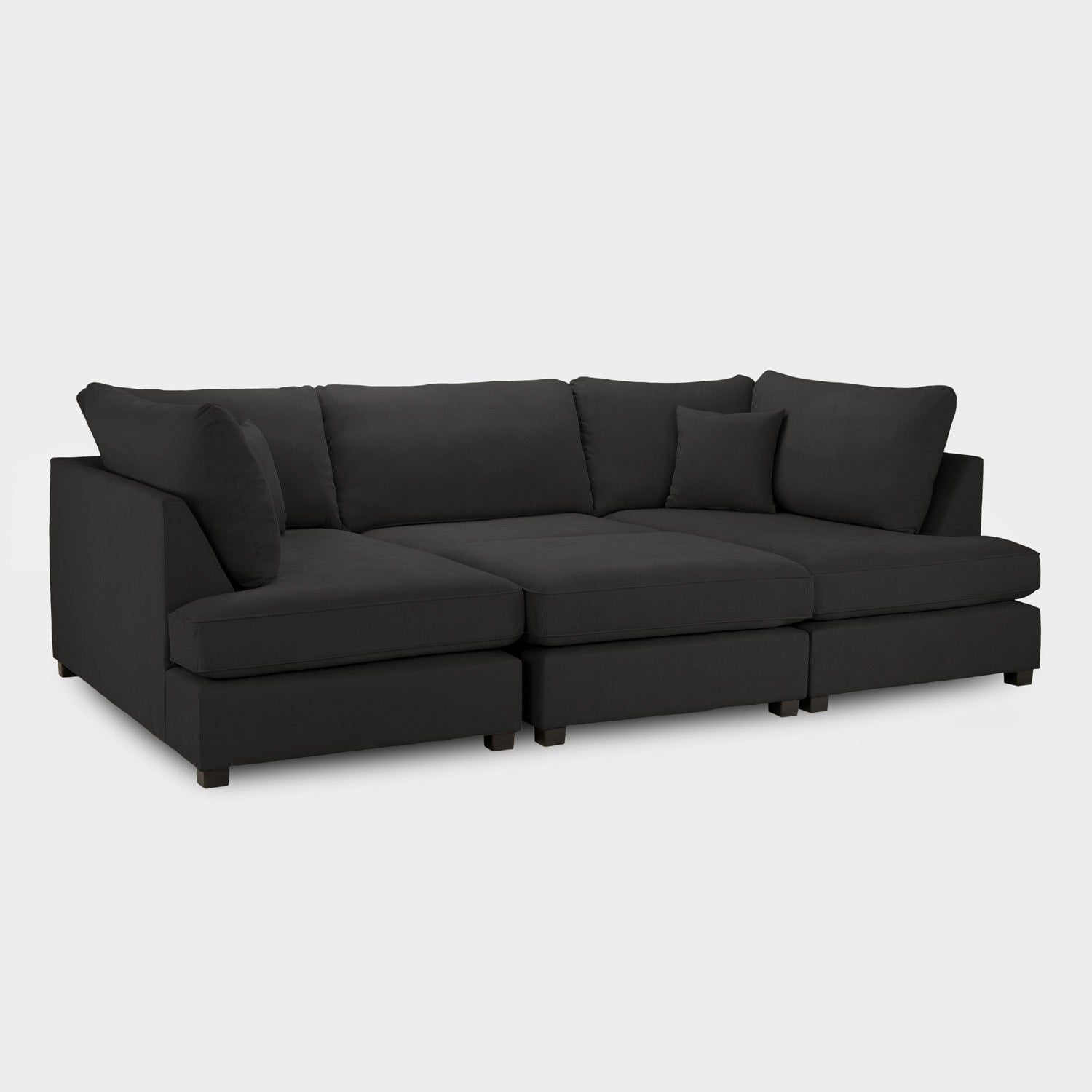 Black Fabric Upholstered U Shape Corner Sofa - Home Furniture Interiors