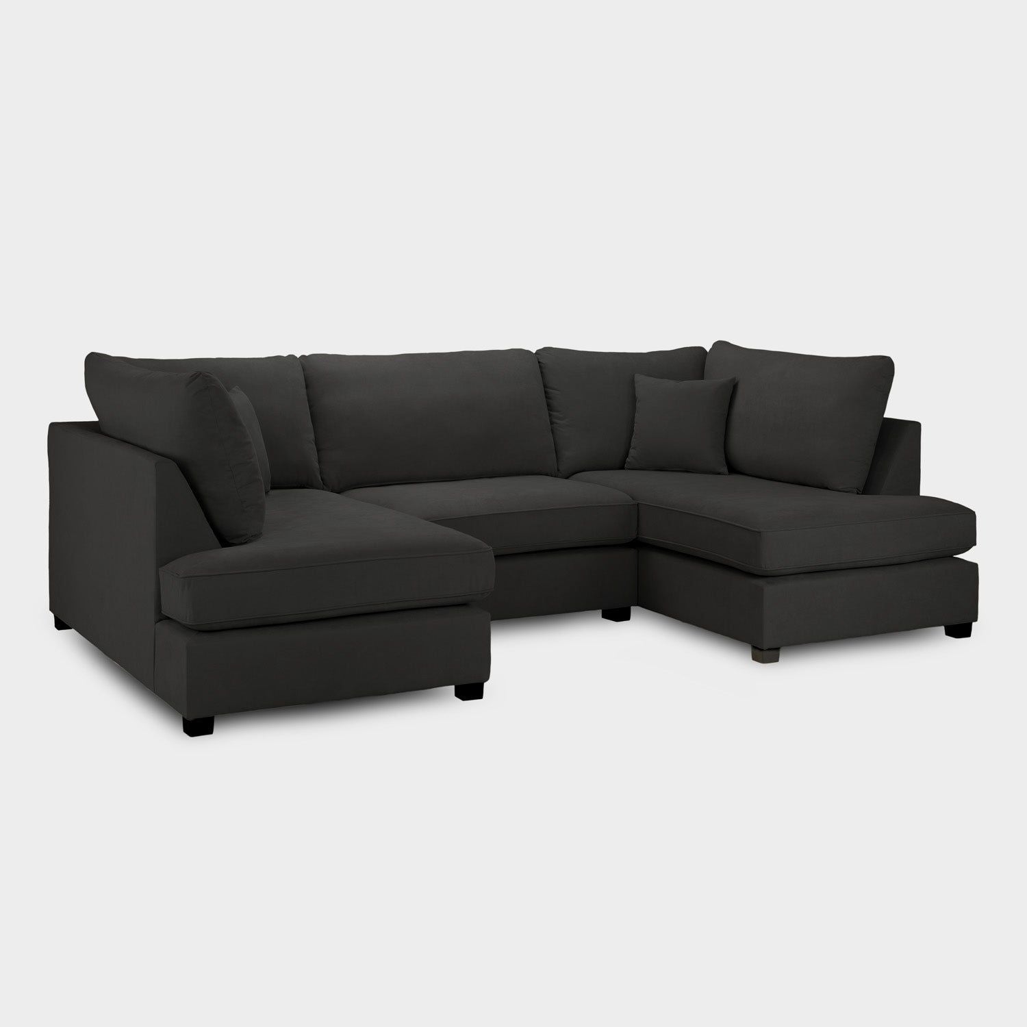 Black Fabric Upholstered U Shape Corner Sofa - Home Furniture Interiors