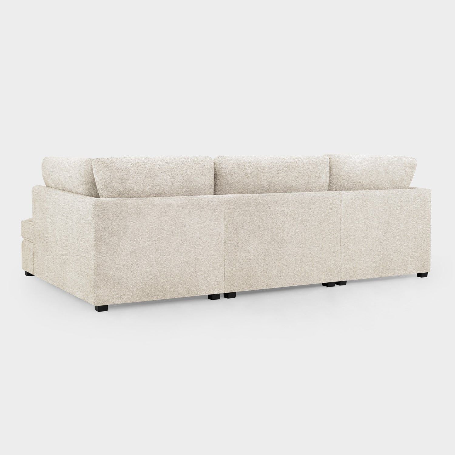 Beige Boucle Fabric Upholstered U Shaped Corner Sofa - Home Furniture Interiors