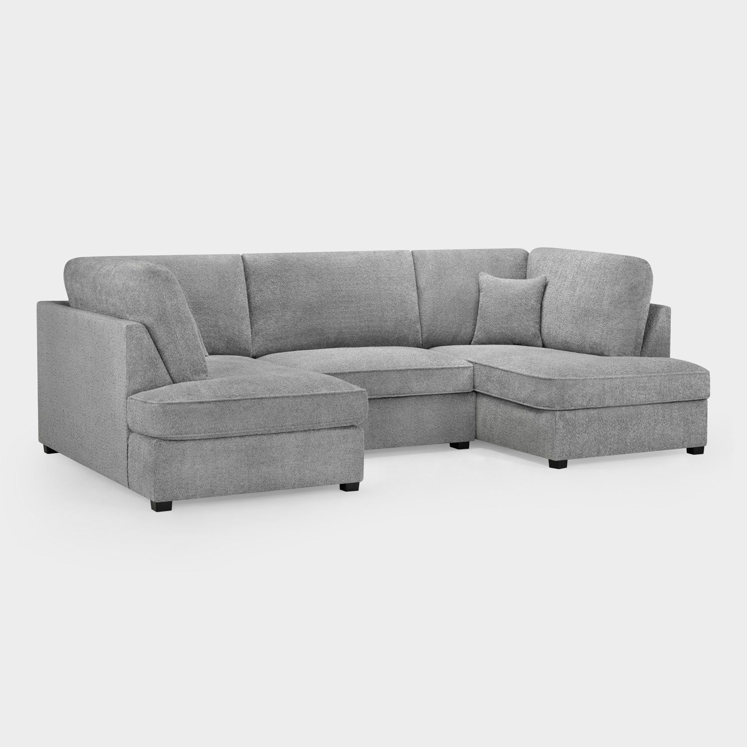 Grey Boucle Fabric U Shape Corner Sofa - Home Furniture Interiors