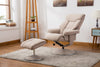 Beige Fabric Swivel Recliner Armchair and Footstool