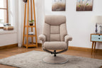 Beige Fabric Swivel Recliner Armchair and Footstool - Home Furniture Interiors