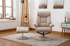 Beige Fabric Swivel Recliner Armchair and Footstool - Home Furniture Interiors