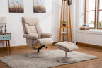 Beige Fabric Swivel Recliner Armchair and Footstool - Home Furniture Interiors