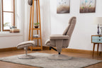 Beige Fabric Swivel Recliner Armchair and Footstool - Home Furniture Interiors