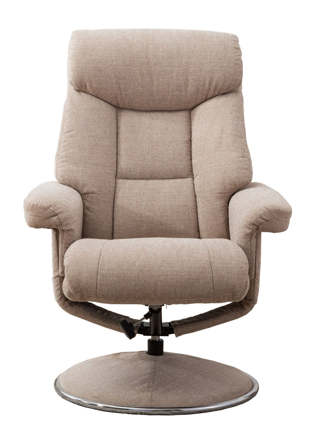 Beige Fabric Swivel Recliner Armchair and Footstool