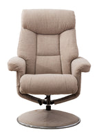 Beige Fabric Swivel Recliner Armchair and Footstool - Home Furniture Interiors