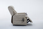 Cream Fabric Riser Recliner Mobility Armchair with Dual Motor - Home Furniture Interiors