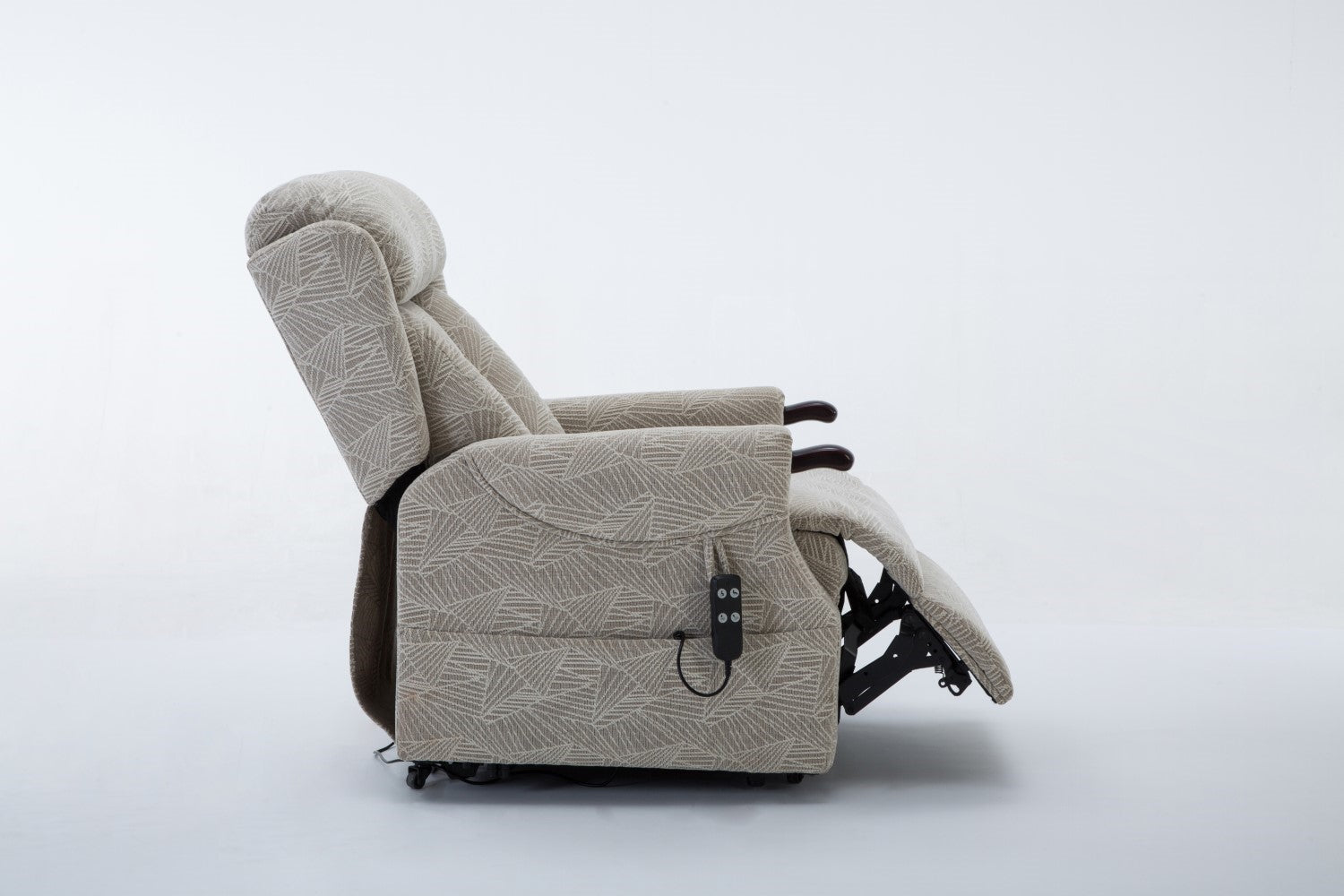 Cream Fabric Riser Recliner Mobility Armchair with Dual Motor - Home Furniture Interiors