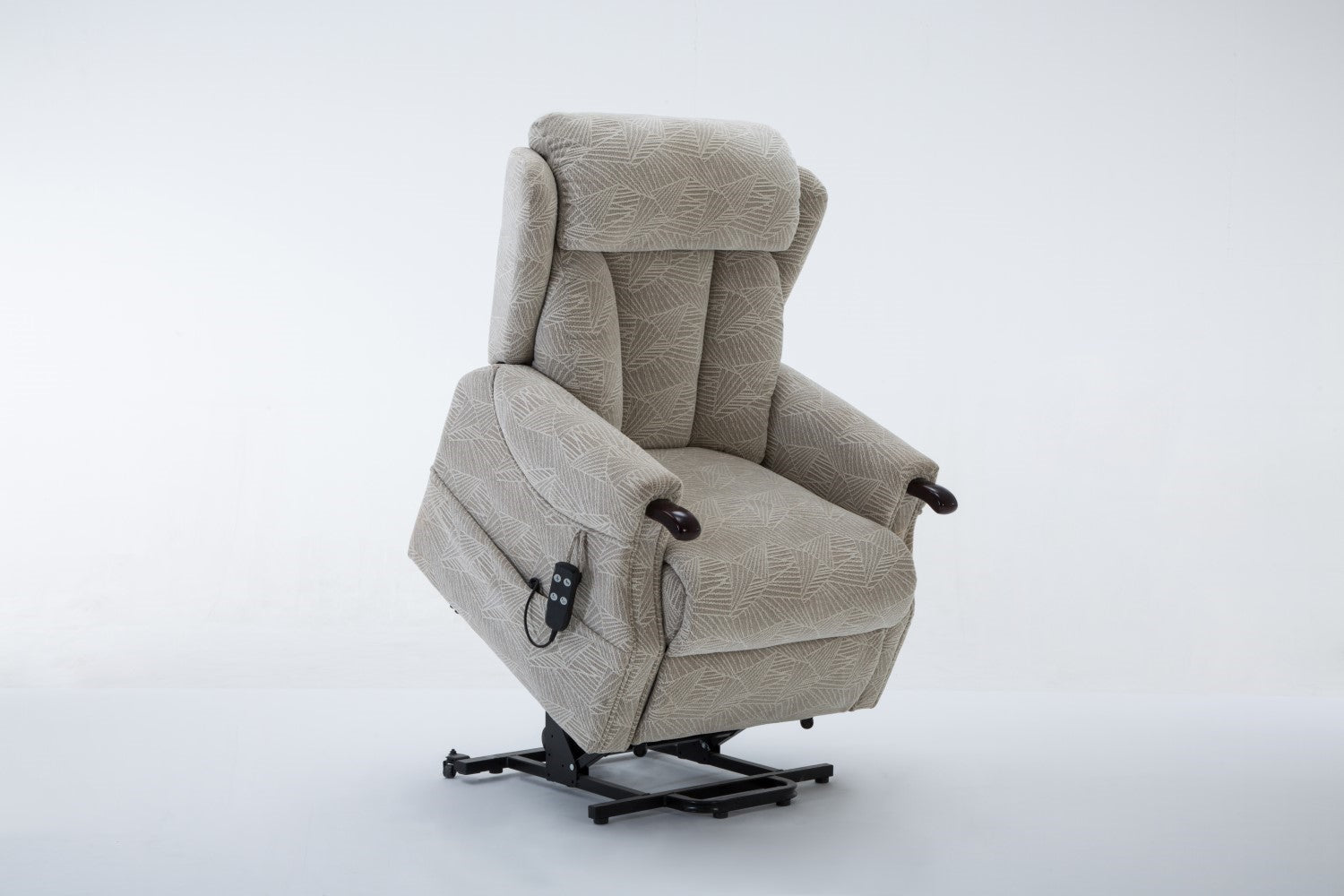 Cream Fabric Riser Recliner Mobility Armchair with Dual Motor - Home Furniture Interiors