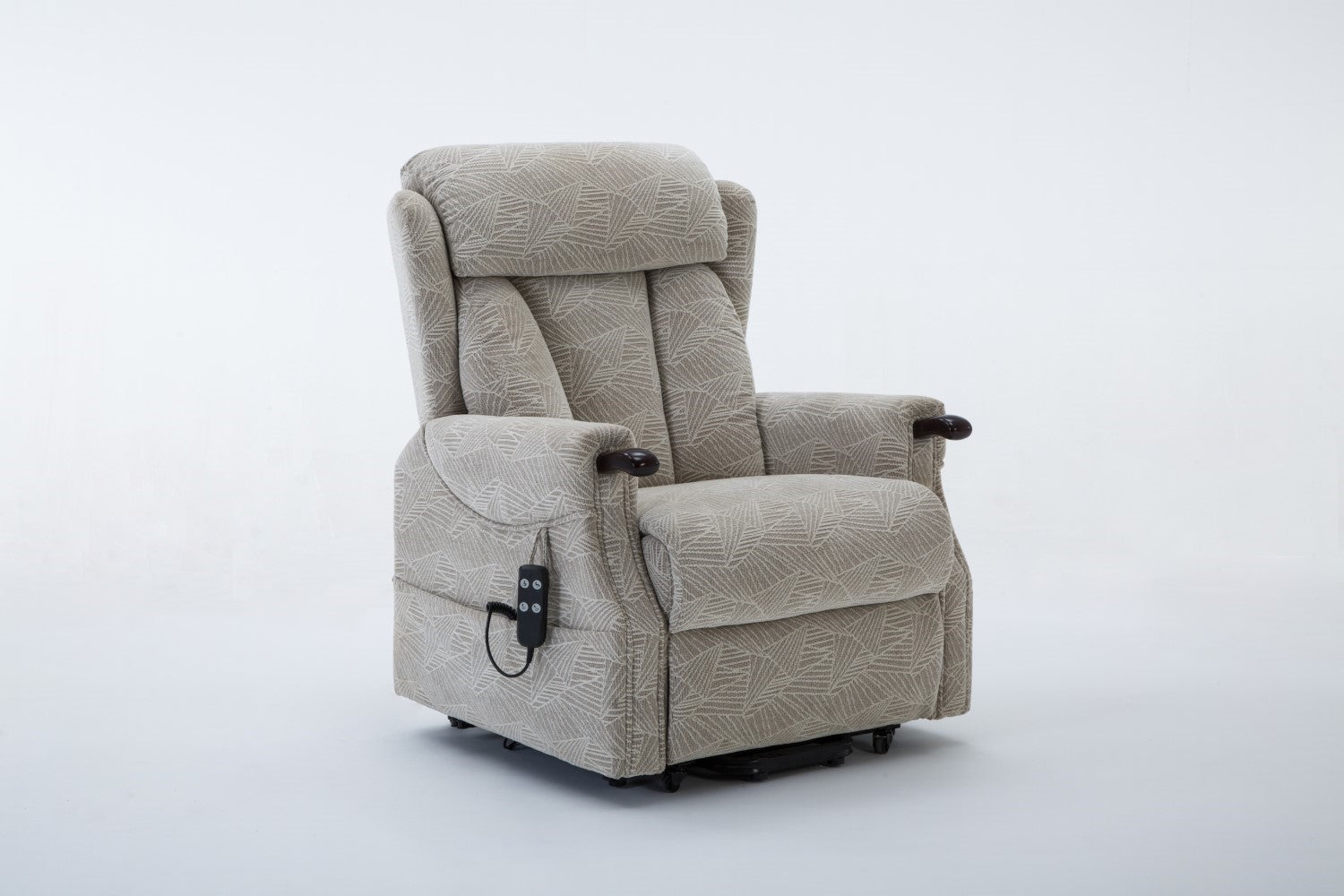 Cream Fabric Riser Recliner Mobility Armchair with Dual Motor - Home Furniture Interiors