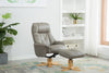 Grey Leather Effect Swivel Reclining Armchair with Footstool