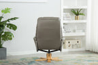 Grey Leather Effect Swivel Reclining Armchair with Footstool - Home Furniture Interiors