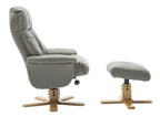 Grey Leather Effect Swivel Reclining Armchair with Footstool - Home Furniture Interiors