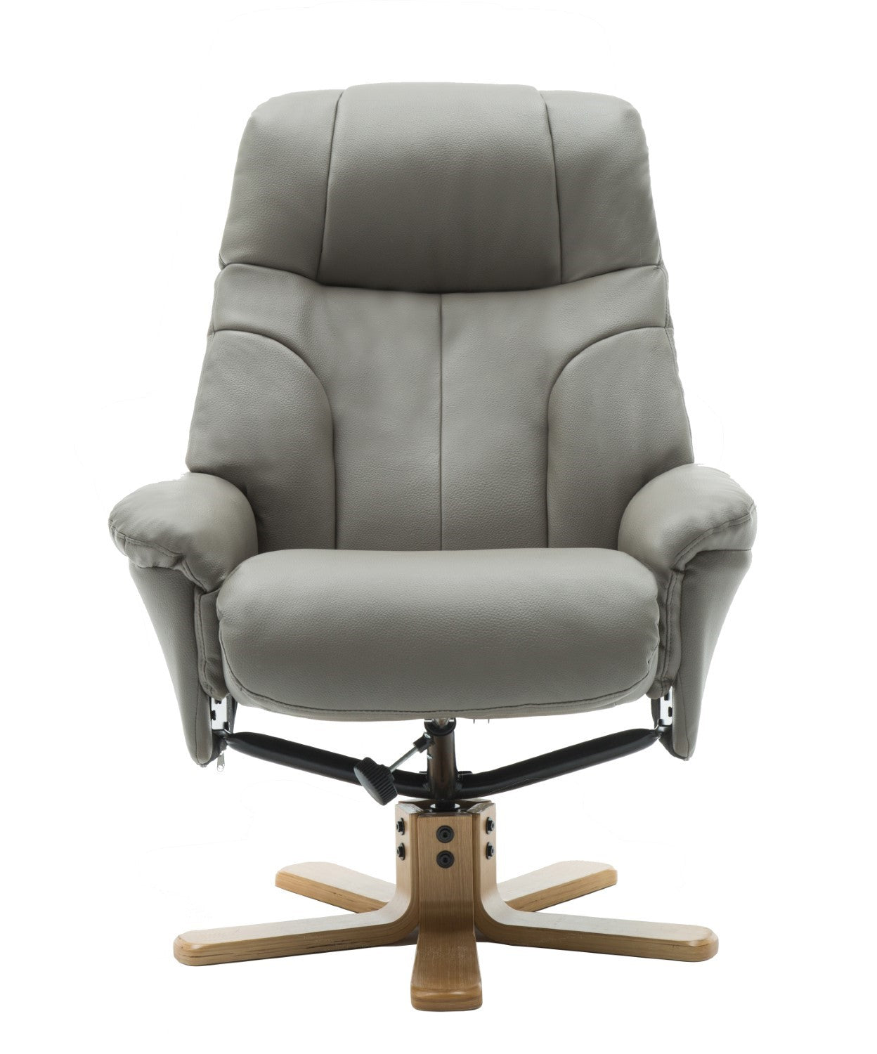 Grey Leather Effect Swivel Reclining Armchair with Footstool