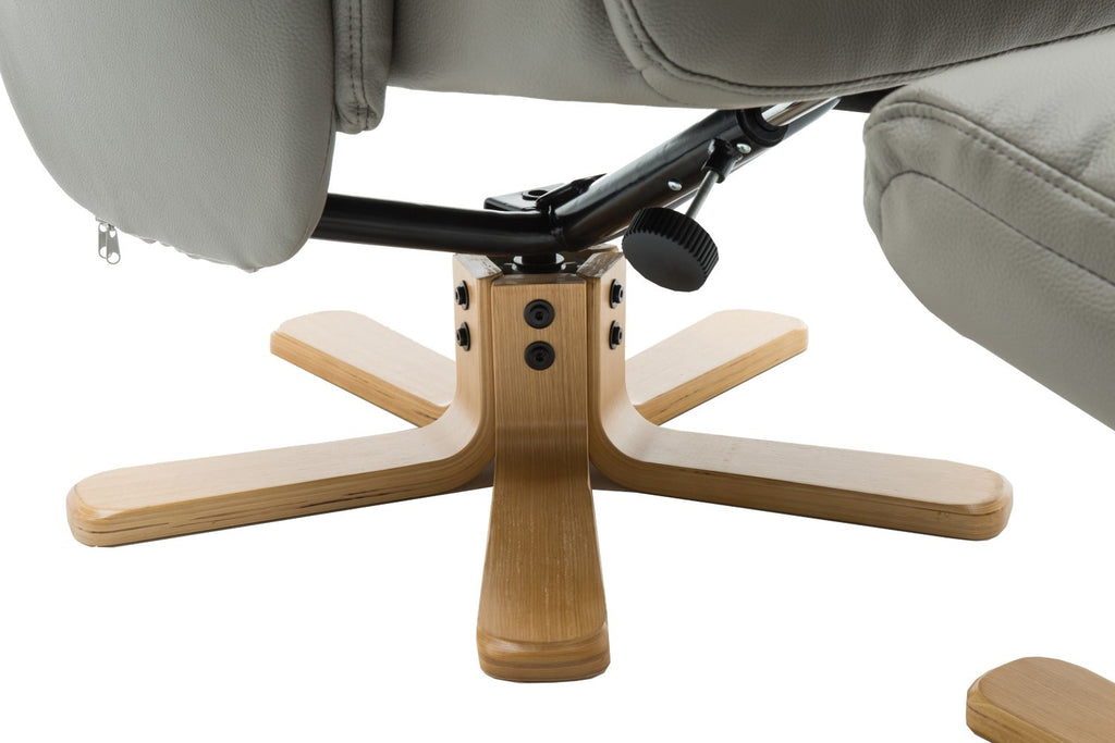 Grey Leather Effect Swivel Reclining Armchair with Footstool