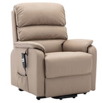 Light Brown Leather Electric Lift and Tilt Recliner Armchair - Home Furniture Interiors