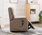 Light Brown Leather Electric Lift and Tilt Recliner Armchair - Home Furniture Interiors