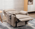 Light Brown Leather Electric Lift and Tilt Recliner Armchair - Home Furniture Interiors