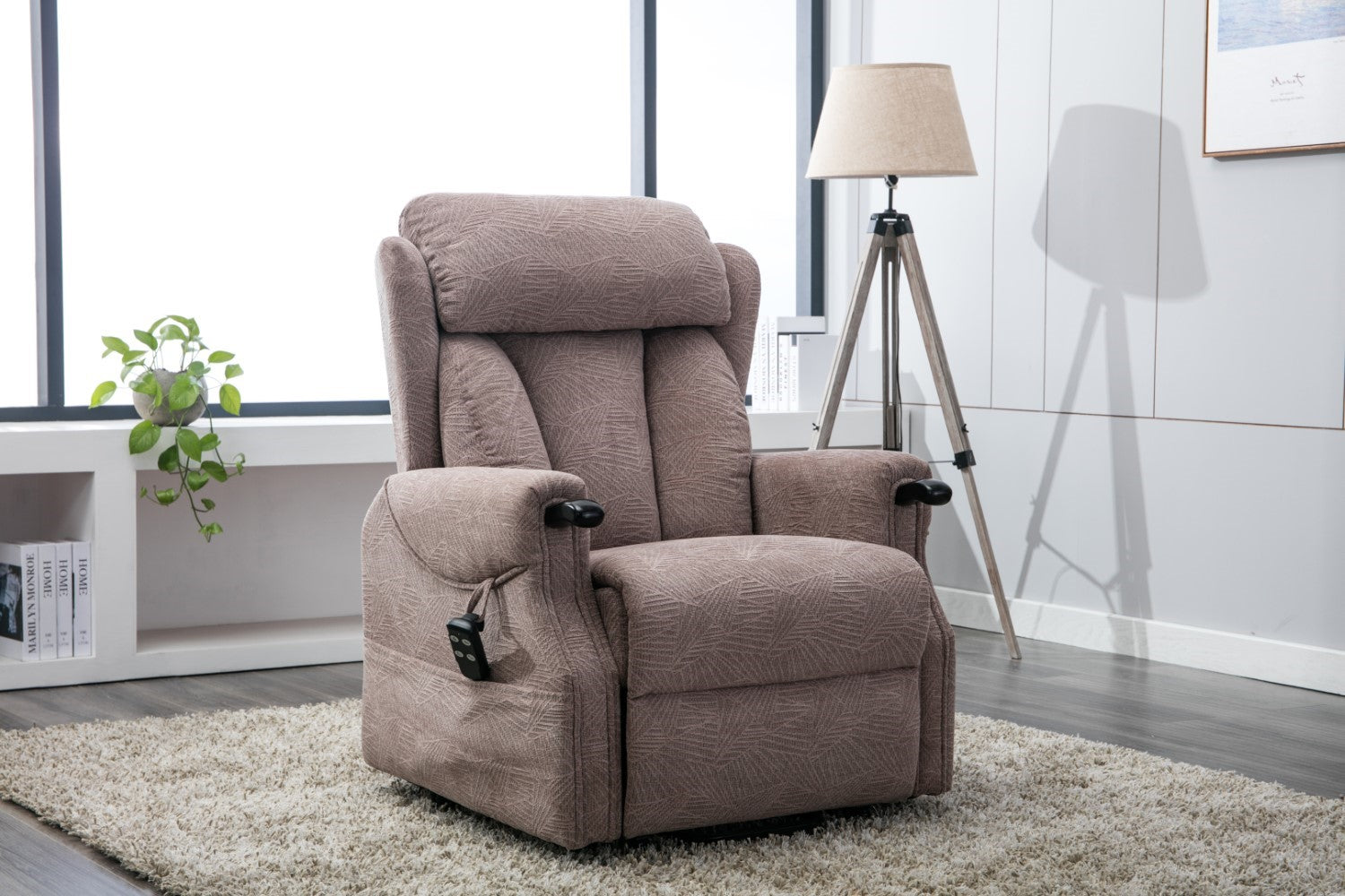 Mocha Fabric Dual Motor Electric Riser Recliner Chair