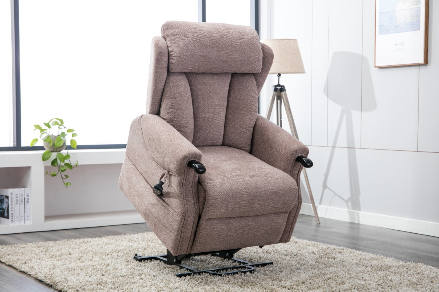 Mocha Fabric Dual Motor Electric Riser Recliner Chair - Home Furniture Interiors