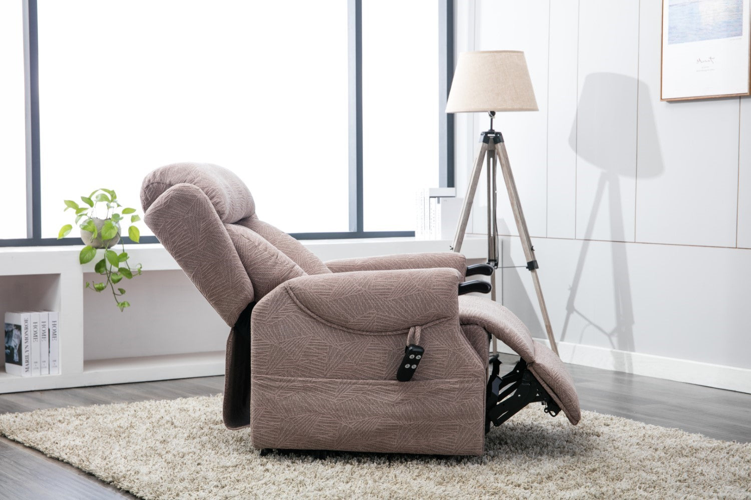 Mocha Fabric Dual Motor Electric Riser Recliner Chair - Home Furniture Interiors