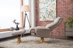 Putty Grey Leather Swivel Recliner Armchair with Footstool - Home Furniture Interiors