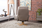Putty Grey Leather Swivel Recliner Armchair with Footstool - Home Furniture Interiors