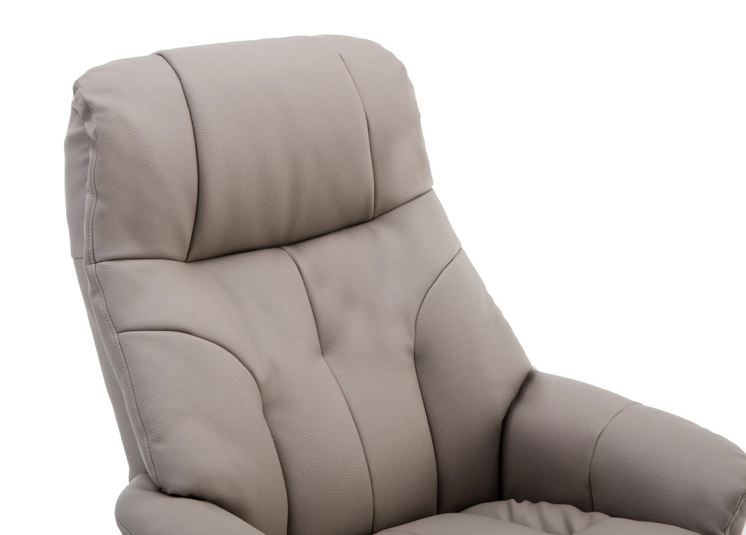 Putty Grey Leather Swivel Recliner Armchair with Footstool - Home Furniture Interiors