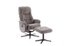 Ash Black Fabric Large Swivel Recliner Chair with Footstool