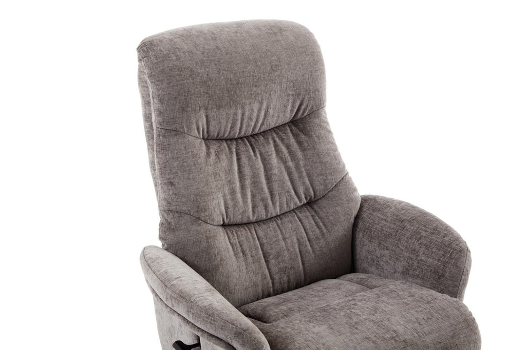 Ash Black Fabric Large Swivel Recliner Chair with Footstool