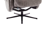 Ash Black Fabric Large Swivel Recliner Chair with Footstool - Home Furniture Interiors