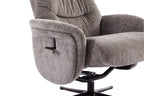 Ash Black Fabric Large Swivel Recliner Chair with Footstool - Home Furniture Interiors