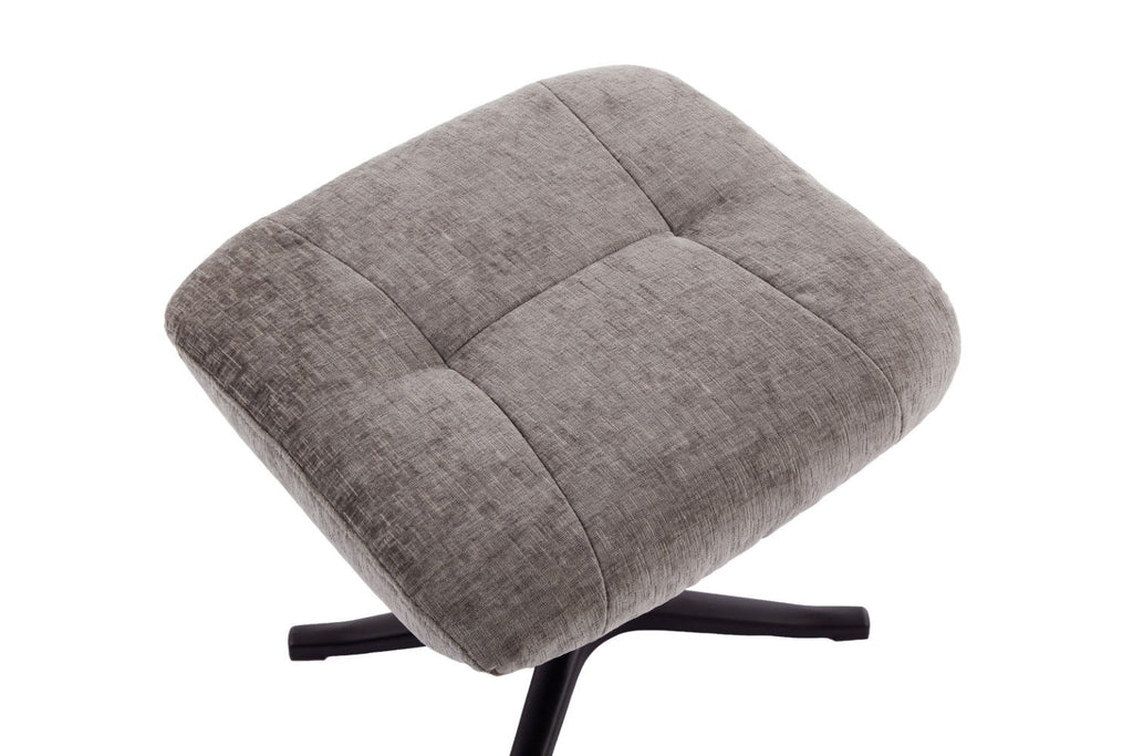 Ash Black Fabric Large Swivel Recliner Chair with Footstool