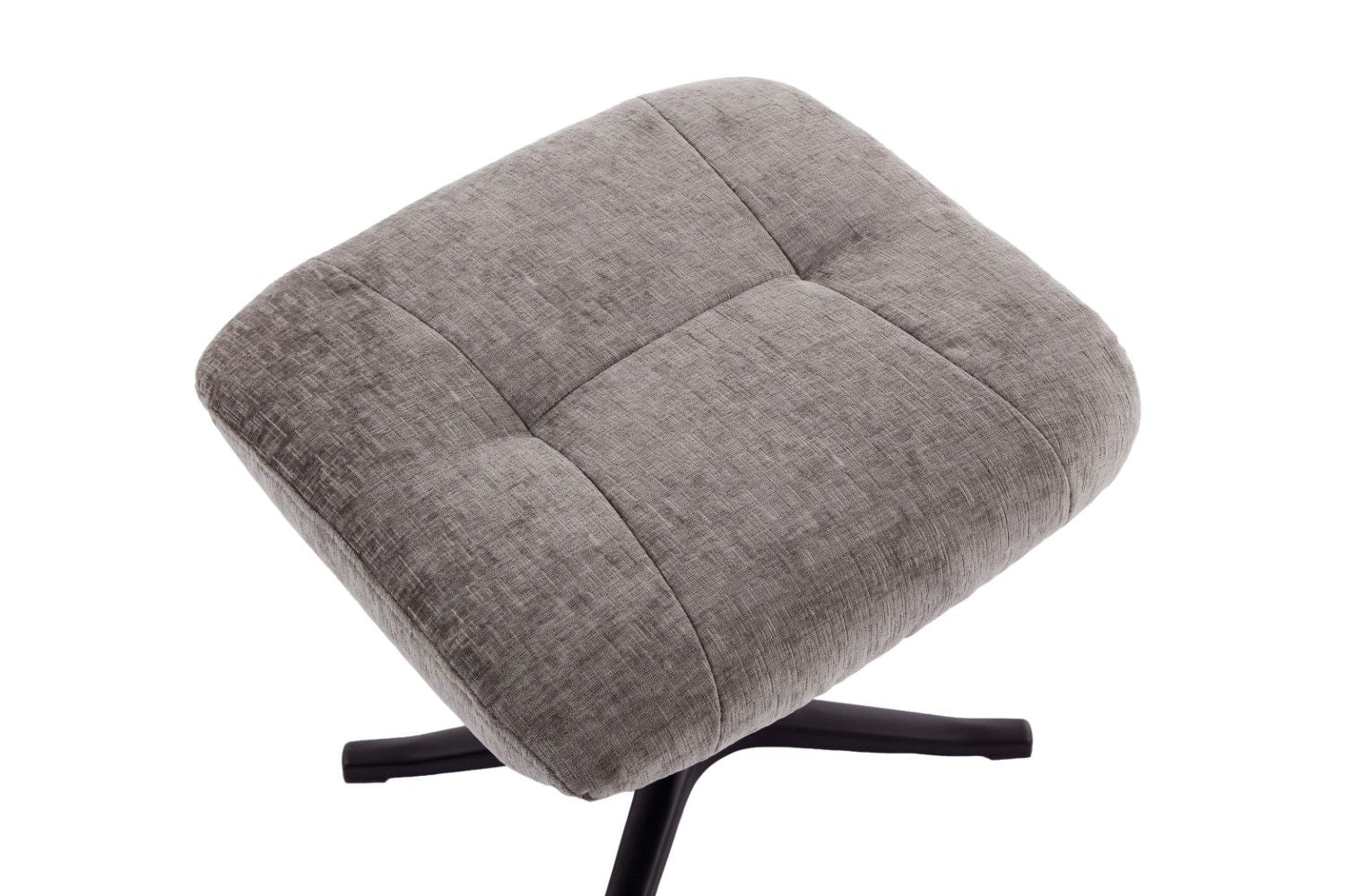 Ash Black Fabric Large Swivel Recliner Chair with Footstool